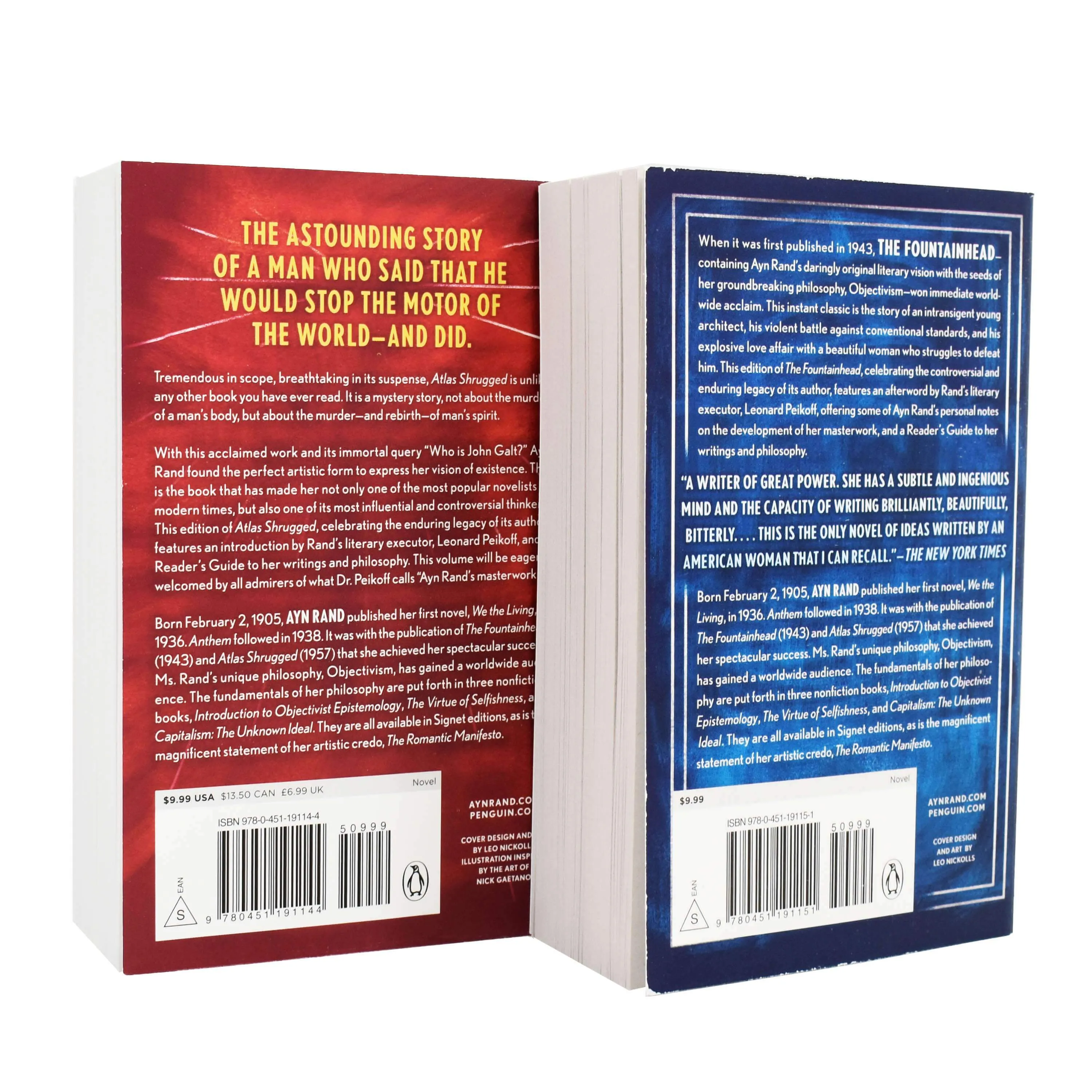 Ayn Rand 2 Books (The Fountainhead (Centennial Edition) & Atlas Shrugged) - Adult - Paperback