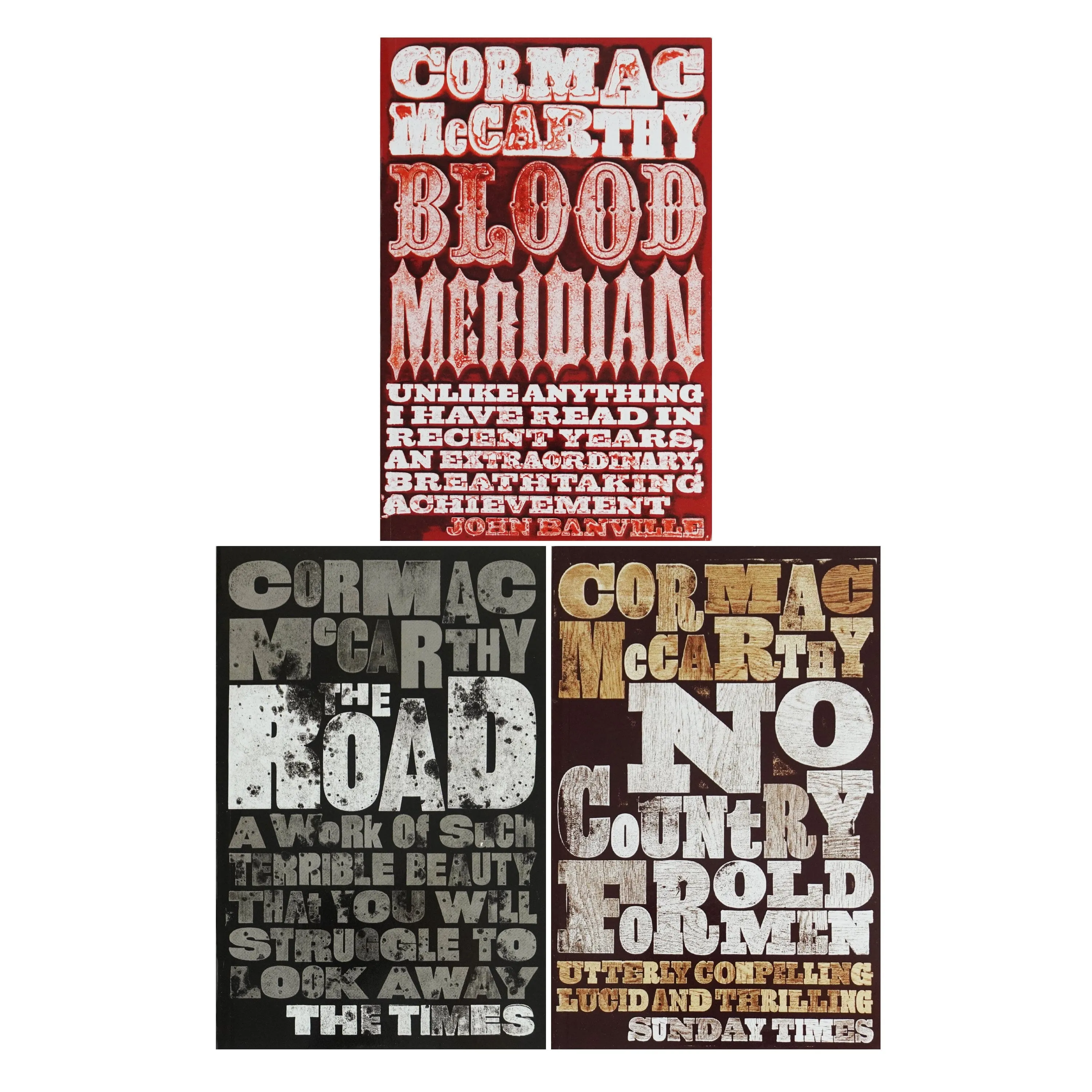 Cormac McCarthy 3 Books Collection Set (The Road, Blood Meridian & No Country for Old Men) - Fiction - Paperback