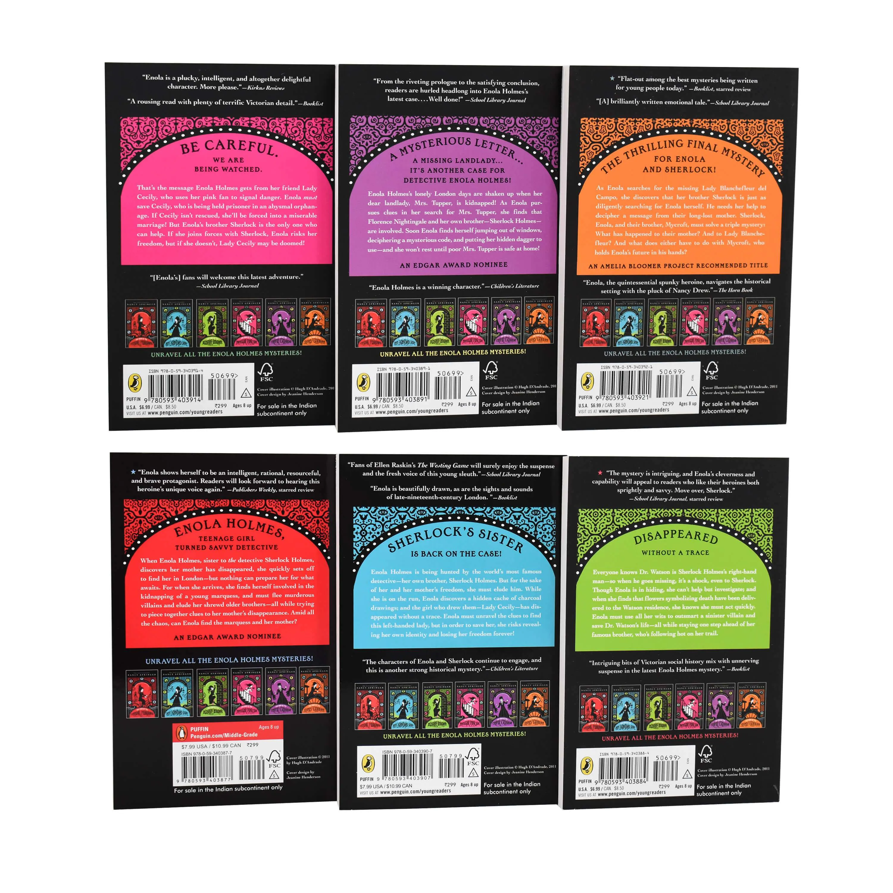 Enola Holmes Mystery Series 6 Books Collection Set by Nancy Springer - Young Adult - Paperback