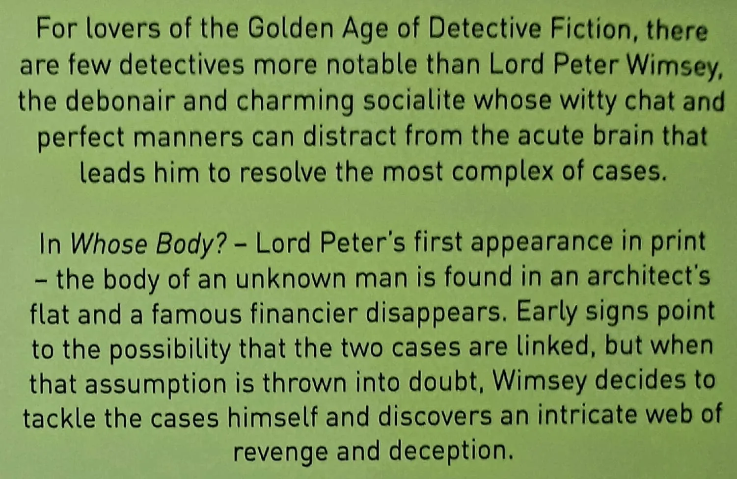 WHOSE BODY? - Dorothy L. Sayers